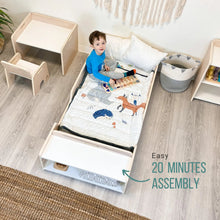 Load image into Gallery viewer, APPLE CRIB - Montessori Floor Bed with Rails &amp; Shelves