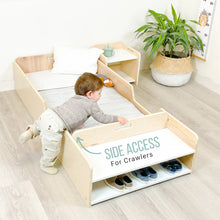 Load image into Gallery viewer, APPLE CRIB - Montessori Floor Bed with Rails &amp; Shelves