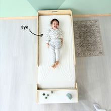Load image into Gallery viewer, APPLE JUNIOR - Montessori Floor Bed with Rails &amp; Shelves