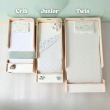 Load image into Gallery viewer, APPLE JUNIOR - Montessori Floor Bed with Rails &amp; Shelves